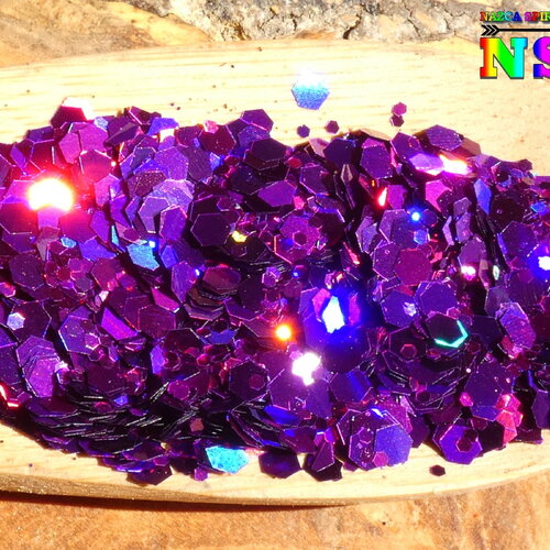 Paillettes laser holographique hexagonales caméléon sachet de 5 gr (0.18 oz), heliotrope iridescent, pour inclusion résine, nail art