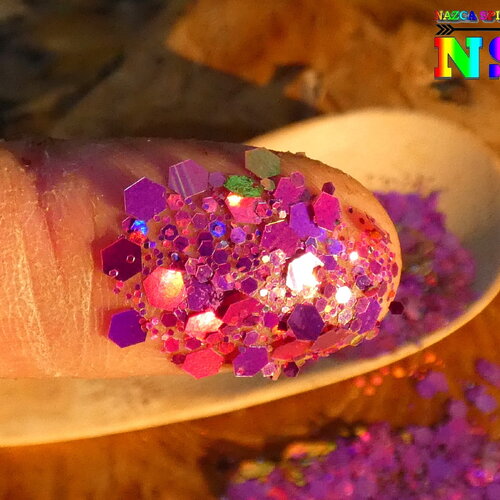 Paillettes holographique hexagonales caméléon sachet de 5 gr (0.18 oz), paillettes laser pink paradise, inclusion résine et nail art