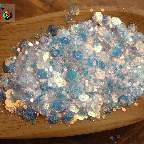 Paillettes hexagonales caméléon sachet 5 gr (0.18 oz), paillettes angel aura, couleurs opales iridescentes inclusion résine et nail art