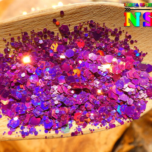 Paillettes holographique hexagonales caméléon sachet de 5 gr (0.18 oz), paillettes laser heliotrope rose, inclusion résine et nail art