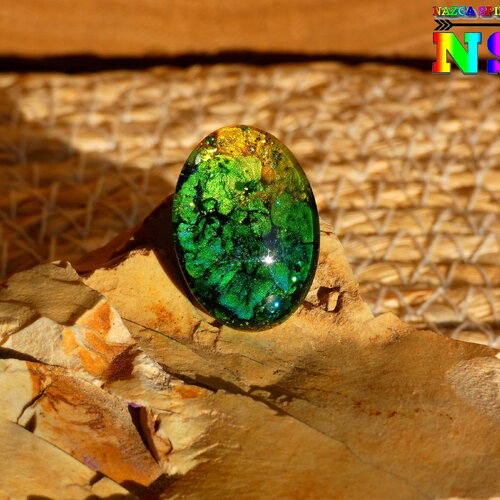 Cabochon ovale verre bombé 2.5 cm x 1.8 cm (&quot;0.98 x &quot;0.70) - coloration artisanale - cabochon pour création bijoux multicolore iridescent