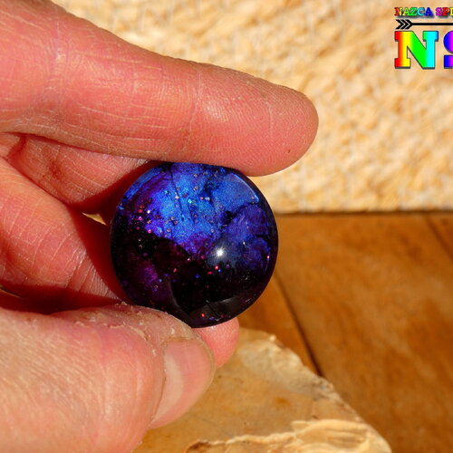 Cabochon rond en verre bombé de 2.5 cm (&quot;0.98 ) - création artistique fait main -  cabochon multicolore iridescent pour création bijoux