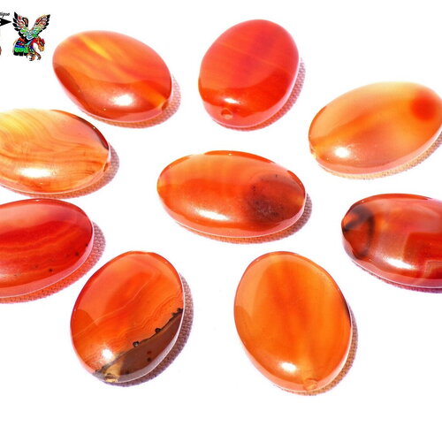 1 grande perle ovale en agate - gemme agate naturelle - pierre fine - perles de 3.5 cm (&quot;1.37 ) x 2.5 cm (&quot;0.98) - epaisseur 1 cm (&quot;0.39)