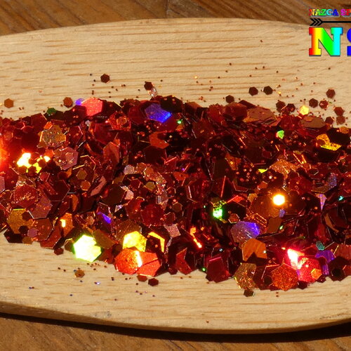 Paillettes laser holographique hexagonales caméléon sachet de 5 gr (0.18 oz), rouge cuivré iridescent, pour inclusion résine, nail art