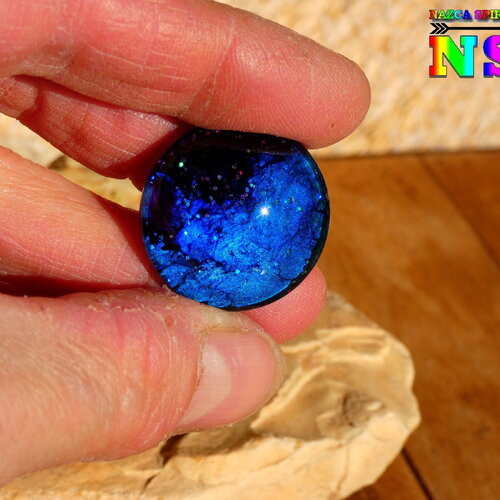 Cabochon rond en verre bombé de 2.5 cm (&quot;0.98 ) - création artistique fait main -  cabochon multicolore iridescent pour création bijoux