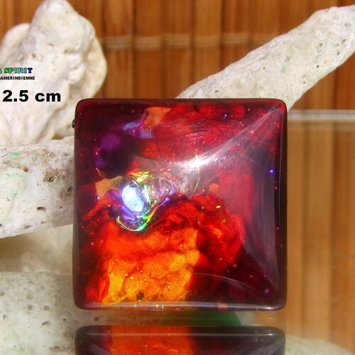 Cabochon en verre carré effet loupe de 25 mm coloration artisanale caloup25-6