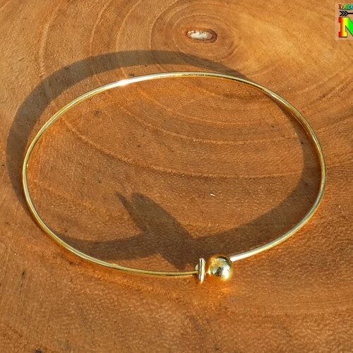 Bracelet jonc fin en acier plaqué or 18k de 6.5 cm de dia - boule dévissable - bracelet pour création bijoux -fil de 1.3 mm diamèt