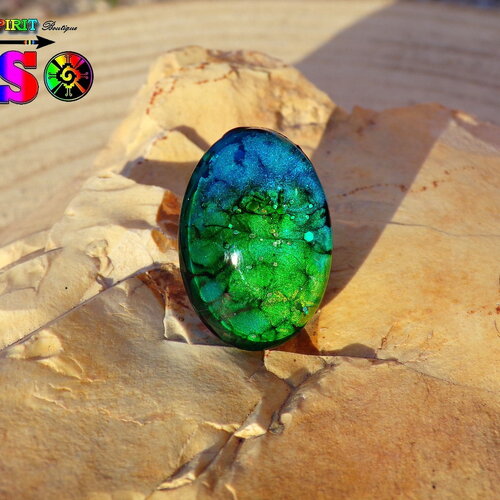 Cabochon ovale verre bombé 2.5 cm x 1.8 cm (&quot;0.98 x &quot;0.70) / coloration artisanale / cabochon ethnique / pour création bijoux / multicolore