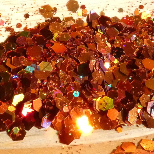 Paillettes holographique hexagonales caméléon sachet 5 gr (0.18 oz), paillettes laser orange pumpkin citrouille, inclusion résine &amp; nail art