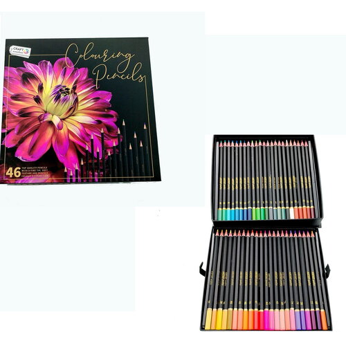 Grande boite 46 crayons de couleur qualité artistique - fabrication u.e pays bas - boite avec 2 distributeurs et fermeture aimantée