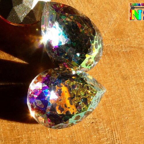 Cabochon goutte facettée cristal autrichien patina 14 mm, cristal autrichien crystal ab aurore boréale, cristal pour création bijoux