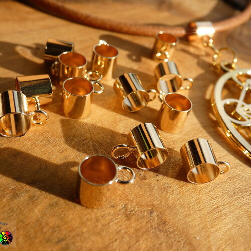 6 bélière tube laiton or, fourniture création bijoux, support collier doré, apprêt pour bijoux, tube colonne laiton