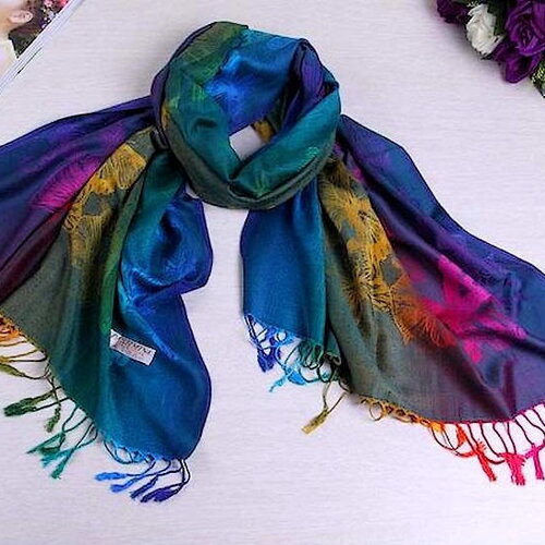 Etole-écharpe  multicolore fibre style pashmina / dim :  l 175 cm x l 70 cm