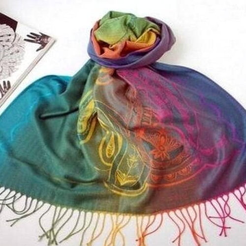 Etole-écharpe  multicolore fibre style pashmina / dim :  l 173 cm x l 70 cm