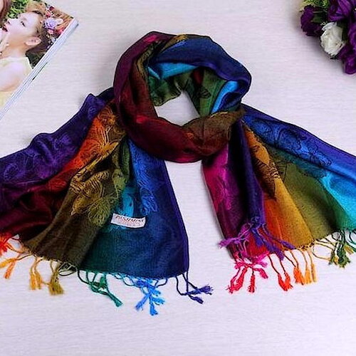 Etole-écharpe  multicolore fibre style pashmina / dim :  l 175 cm x l 70 cm