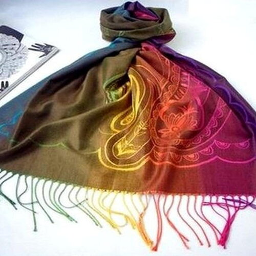 Etole-écharpe  multicolore fibre style pashmina / dim :  l 173 cm x l 70 cm