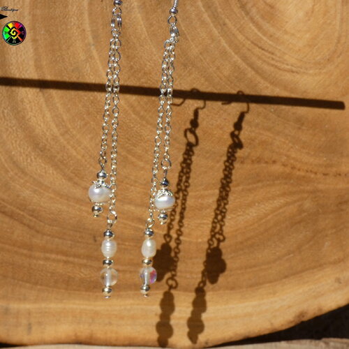 Pendants minimalistes esprit tahiti - bijou femme fait main en argent sterling et perles de culture blanches - perles origine philippines