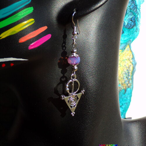 Boucles d'oreilles ethniques en laiton argenté - pendants berbère croix touareg - bijou bohème tribal - création artisanale boho bohème