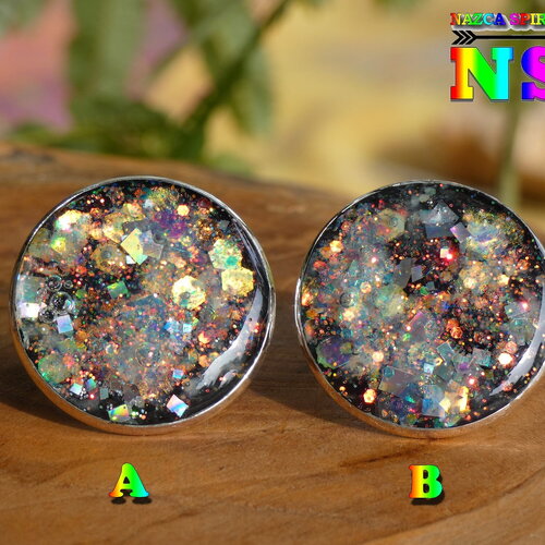 Bague cocktail fantaisie ajustable multicolore iridescent luminescent, bijou plaqué argent fait main, brille dans le noir, modèle au choix