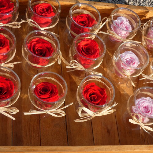 Rose éternelle préservée fête des mères, rose fraiche stabilisée rouge ou rose poudré , composition florale pour maman,cadeau original amour