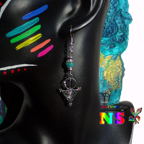 Boucles d'oreilles ethniques en laiton argenté - pendants berbère croix touareg - bijou bohème tribal - création artisanale boho bohème