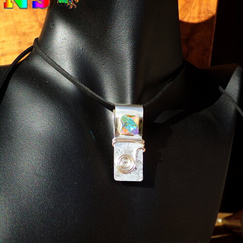 Collier réglable bohème chic argent sterling 925 / bijou design chic / cristal swarovski aurore boréale / création artisanale unique