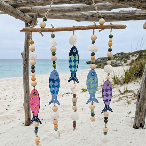 Suspension déco poissons et coquillages