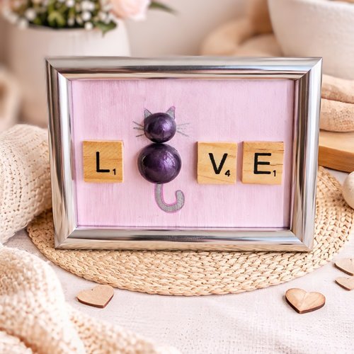 Mini cadre chat love violet