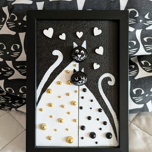 Cadre décoratif chats black & white