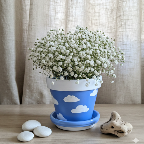 Pot bleu nuages + coupelle