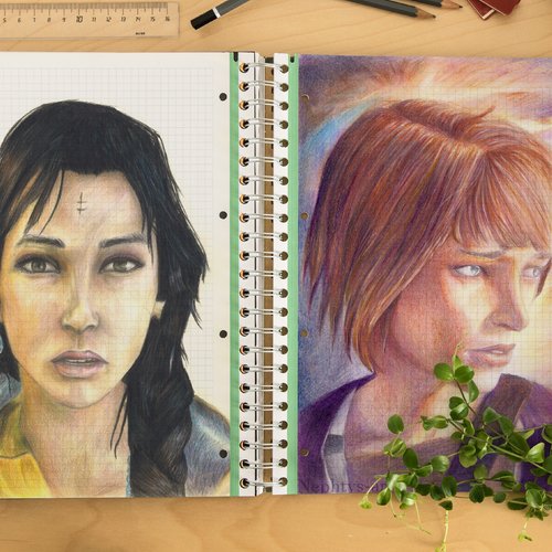 Illustration de portraits personnalisables - crayons de couleur