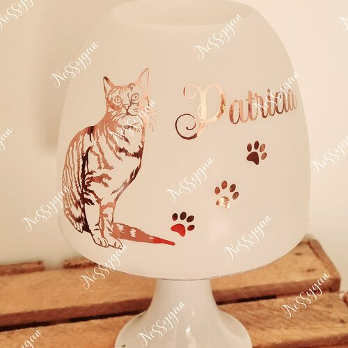 Lampe originale avec un chat personnalisée par un prénom  rose gold - cadeau personnalisé