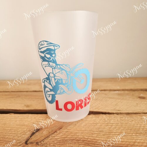 Gobelet personnalisé avec prénom moto- verre plastique réutilisable