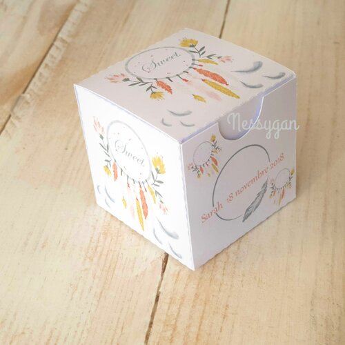 Boîte pour dragées attrape rêve -boîte dragées pour baptême, communion, mariage