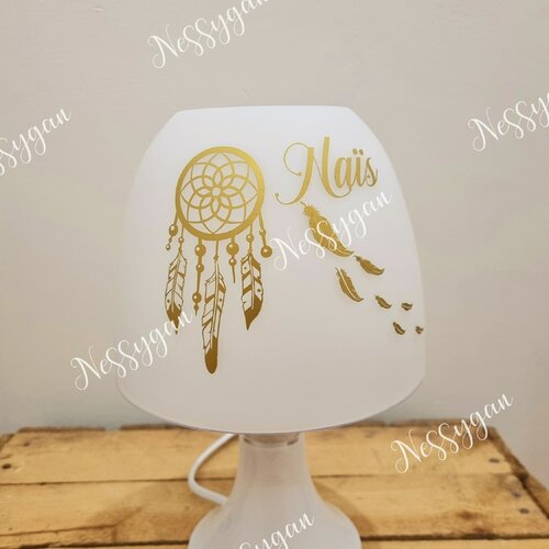 Lampe personnalisée pour enfant avec prénom thème attrape rêve or - cadeau de naissance, noël, anniversaire