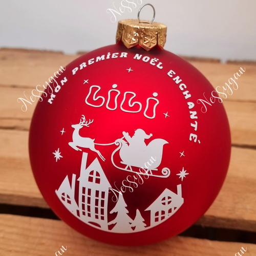 Boule de noël  fée 10 cm personnalisée en verre avec prénom - décoration pour sapin