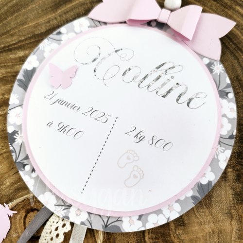 -réservé- 5 faire-parts et enveloppes attrape rêve liberty rose - invitation dreamcatcher baptême,communion