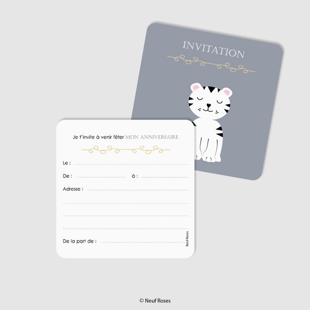 Carte Invitation Anniversaire Tigre Blanc Un Grand Marche