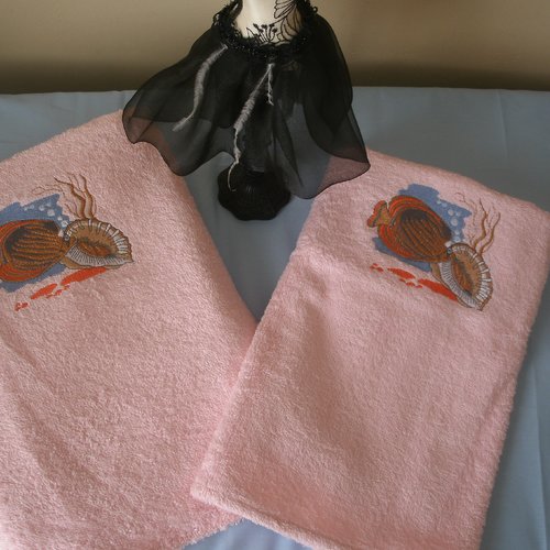 Drap de bain + serviette rose (livraison offerte)