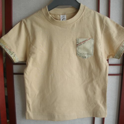 Tee-shirt enfant 2 ans avec poche et bande manche (livraison offerte)