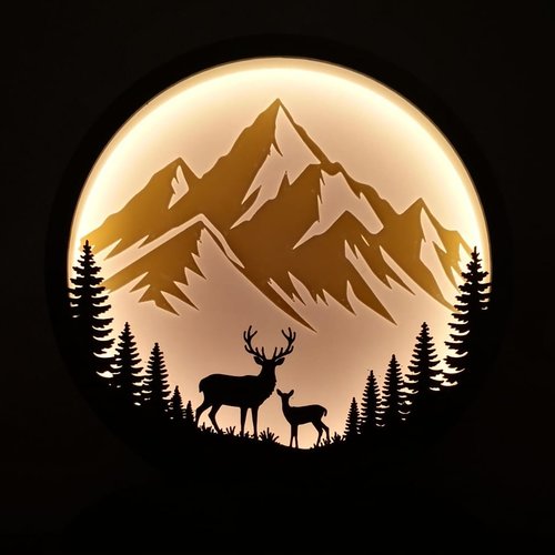 Lampe forêt et cerfs de montagne