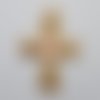 Pendentif grande croix martelée rené gouin doré et rouge