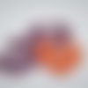 3 grandes breloques coeurs en cuir clouté et évidé prune et orange 