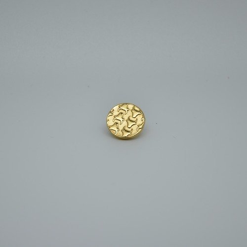 5 boutons médaille 11mm en métal doré gravé motif têtes de taureau rené gouin 