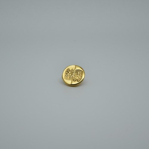 5 boutons médaille 11mm en métal doré gravé motif 2 cigales rené gouin 