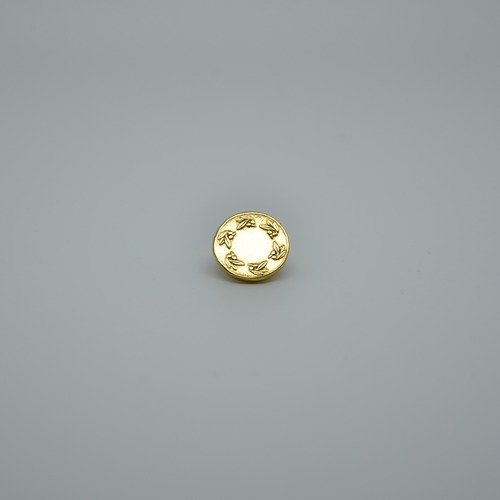 5 boutons médaille 11mm en métal doré gravé motif couronne de brins d'olivier rené gouin 