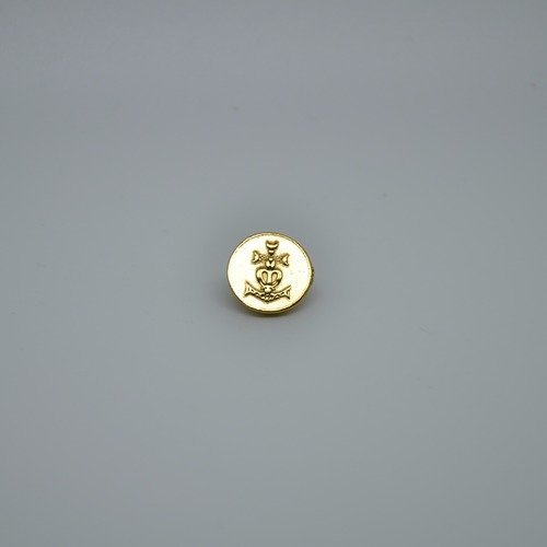 5 boutons médaille 11mm en métal doré gravé motif croix de camargue rené gouin 