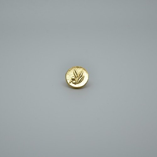 5 boutons médaille 11mm en métal doré gravé motif brin d'olivier rené gouin 