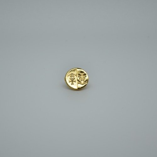 5 boutons médaille 11mm en métal doré gravé motif  2 croix de camargue rené gouin 