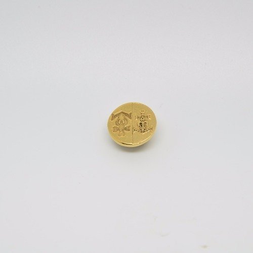 5 boutons médaille 15mm en métal doré gravé décor 2 croix de camargue rené gouin 